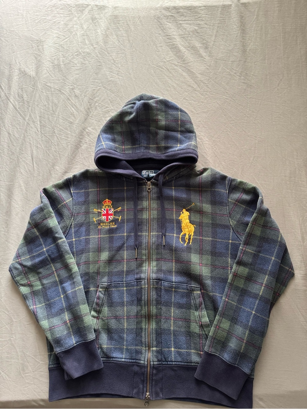 Polo by Ralph Lauren Plaid Mercer Tartan zip up hoodie size L